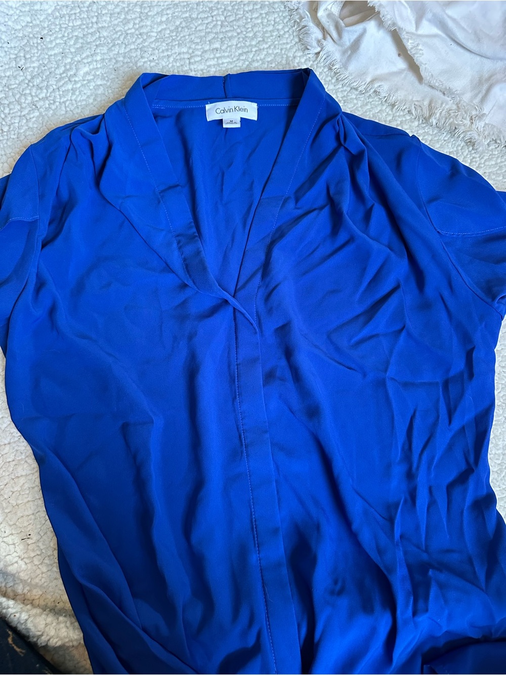 Calvin Klein Bright Cobalt V-Neck Blouse